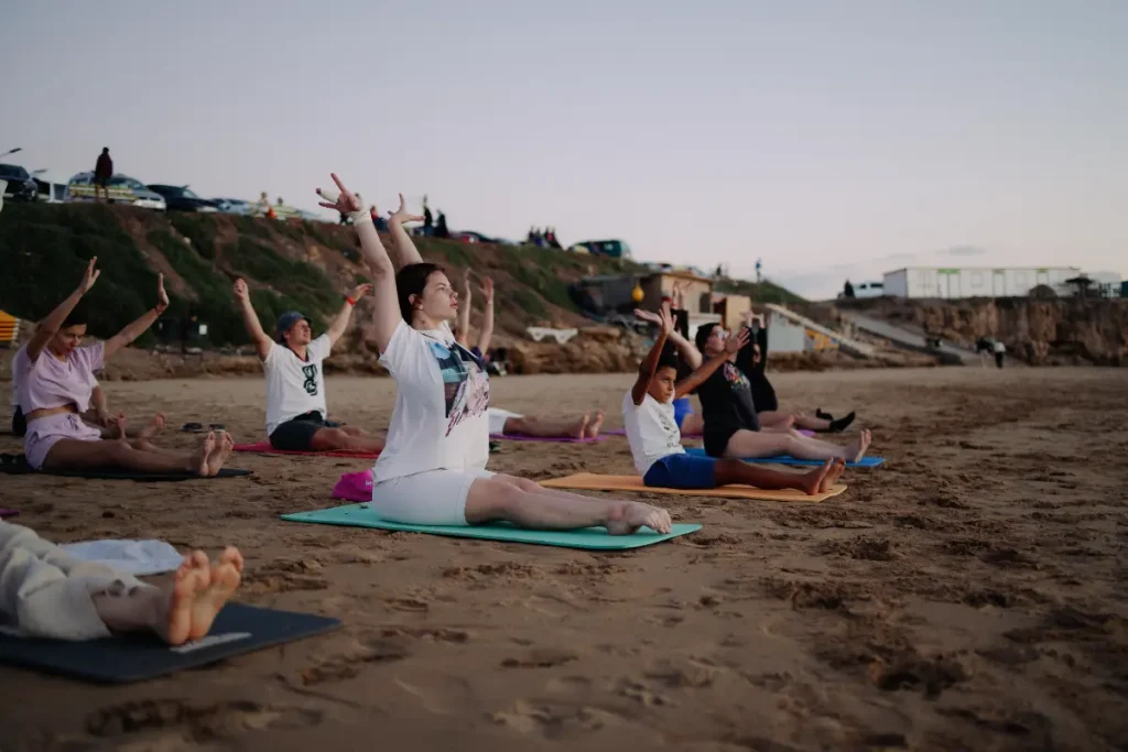 Yoga practice near the beach in Morocco