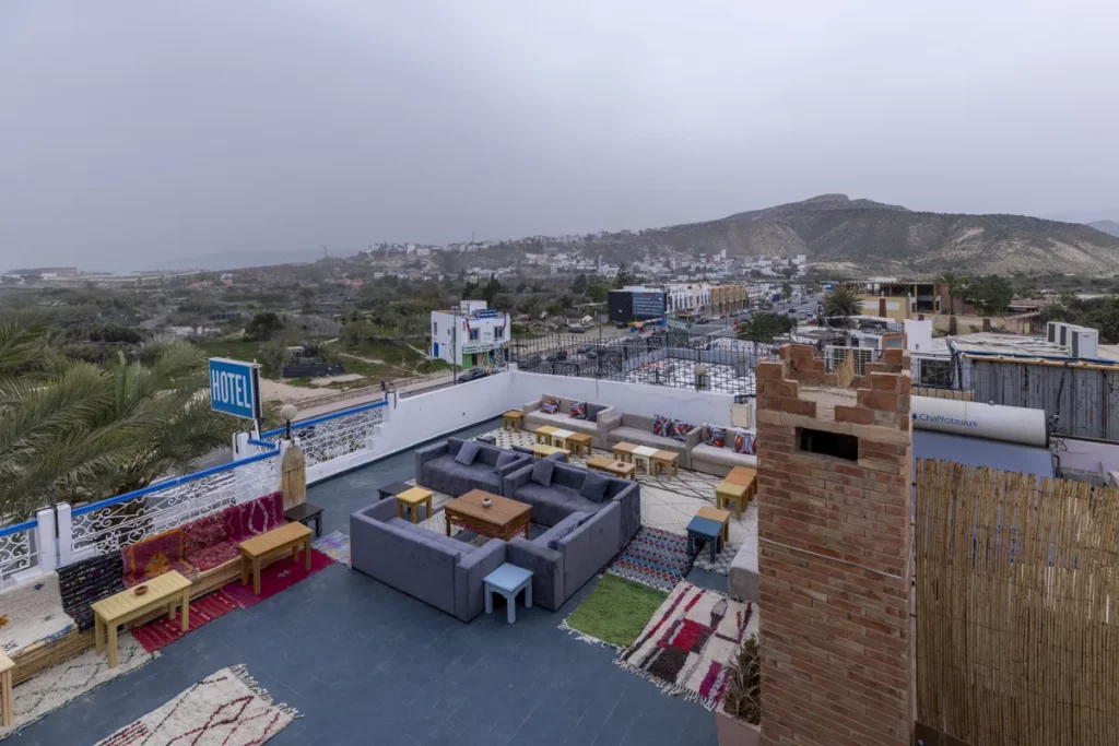 Panoramic terrace at ChillOut Surf Camp, Taghazout Morocco