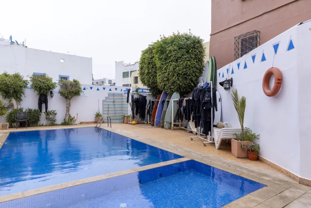 Poolside at ChillOut Surf Camp, Taghazout Morocco