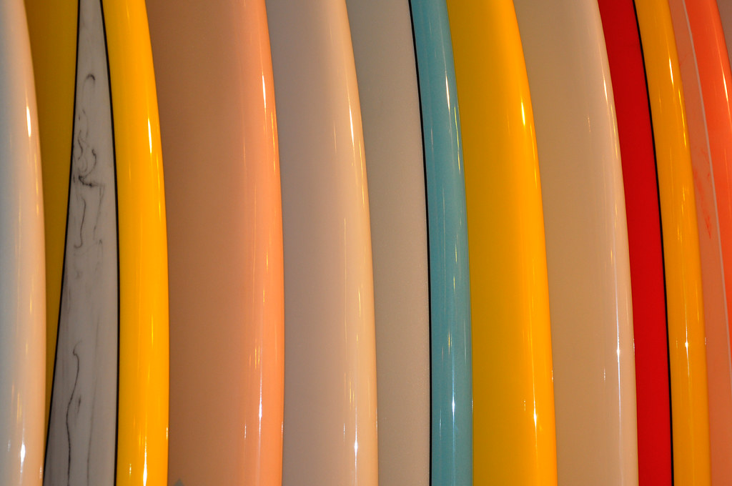 Surfboards lined up ready for a Taghazout surf camp session